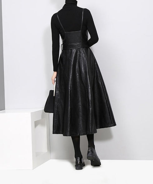black midi sleeveless dress